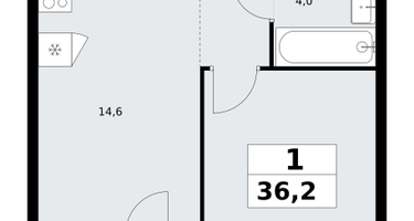 1-к. квартира, 36&nbsp;м²