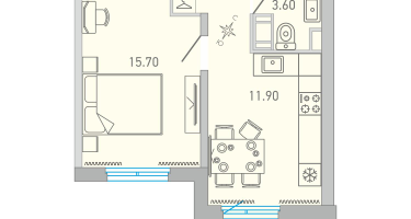 1-к. квартира, 37&nbsp;м²