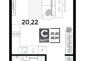 Студия, 28&nbsp;м²