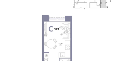 1-к. квартира, 18&nbsp;м²