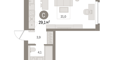 Студия, 29&nbsp;м²