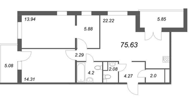 Студия, 75&nbsp;м²