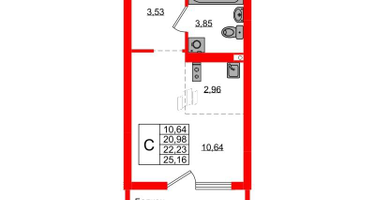 Студия, 22&nbsp;м²