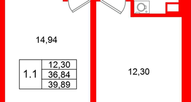 1-к. квартира, 36 м²