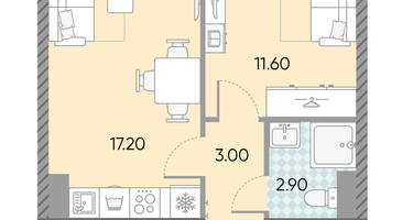 Студия, 36 м²