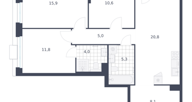 3-к. квартира, 82 м²