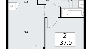 2-к. квартира, 36&nbsp;м²