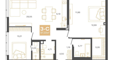 3-к. квартира, 97&nbsp;м²