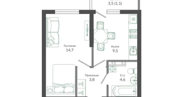 1-к. квартира, 33&nbsp;м²