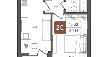 2-к. квартира, 39&nbsp;м²