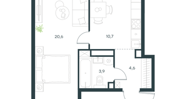 1-к. квартира, 40 м²