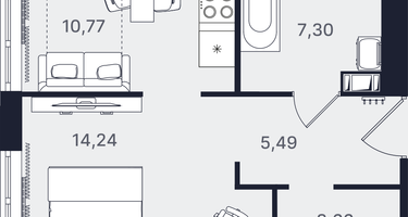 1-к. квартира, 41&nbsp;м²