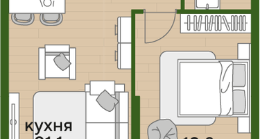 1-к. квартира, 41 м²