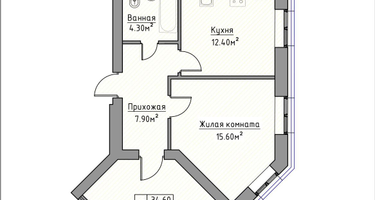 2-к. квартира, 61&nbsp;м²