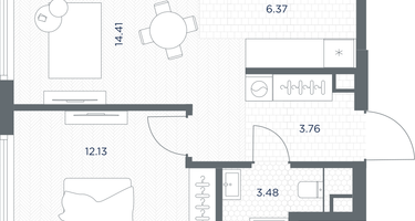 1-к. квартира, 40&nbsp;м²