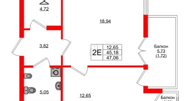 1-к. квартира, 47&nbsp;м²