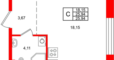 Студия, 25&nbsp;м²