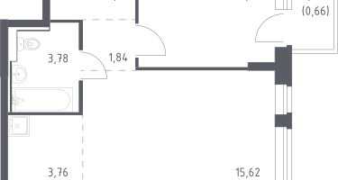 Студия, 39&nbsp;м²