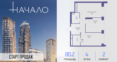 2-к. квартира, 80&nbsp;м²