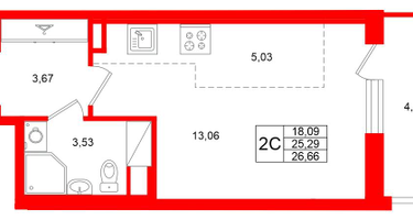 Студия, 25&nbsp;м²