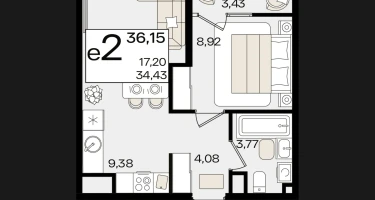 2-к. квартира, 34&nbsp;м²