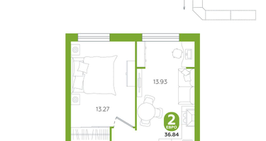2-к. квартира, 36&nbsp;м²