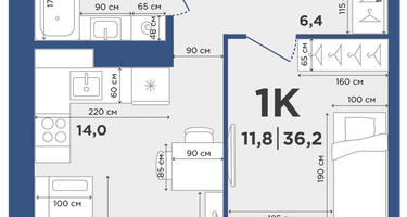 1-к. квартира, 35 м²