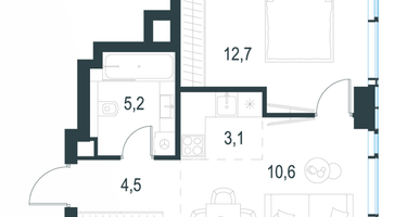 2-к. квартира, 36&nbsp;м²