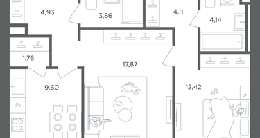 2-к. квартира, 58&nbsp;м²