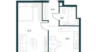 1-к. квартира, 35&nbsp;м²