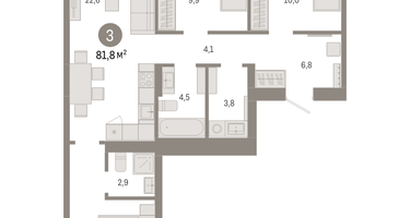 3-к. квартира, 81&nbsp;м²