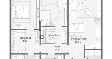 2-к. квартира, 119&nbsp;м²