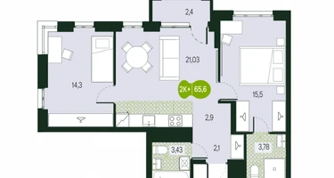3-к. квартира, 65&nbsp;м²