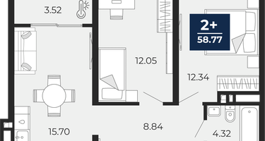 2-к. квартира, 56 м²