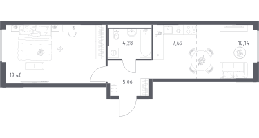 Студия, 46&nbsp;м²