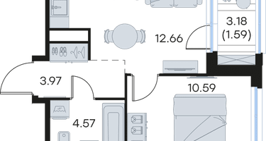 1-к. квартира, 33 м²