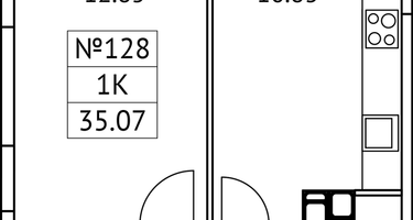 1-к. квартира, 35 м²