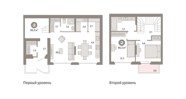 2-к. квартира, 84&nbsp;м²