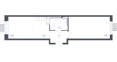 Студия, 43&nbsp;м²