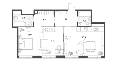 2-к. квартира, 71 м²