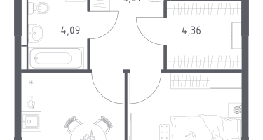 1-к. квартира, 35&nbsp;м²