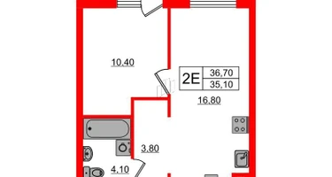 1-к. квартира, 36&nbsp;м²