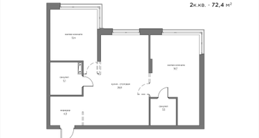 2-к. квартира, 72&nbsp;м²
