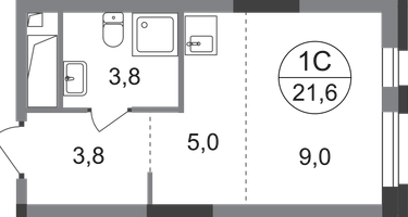 Студия, 21 м²