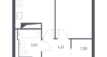 1-комнатная квартира, 29&nbsp;м²