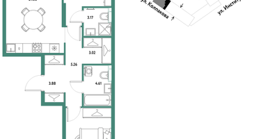 2-к. квартира, 70&nbsp;м²