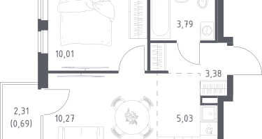 Студия, 33&nbsp;м²