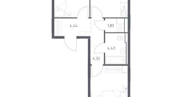 2-к. квартира, 59&nbsp;м²