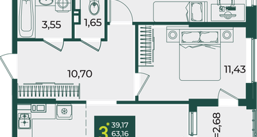 3-к. квартира, 66&nbsp;м²