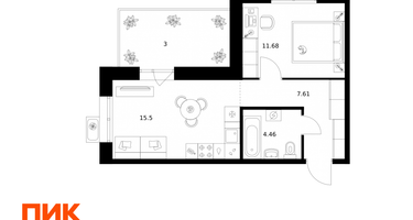 1-к. квартира, 42&nbsp;м²
